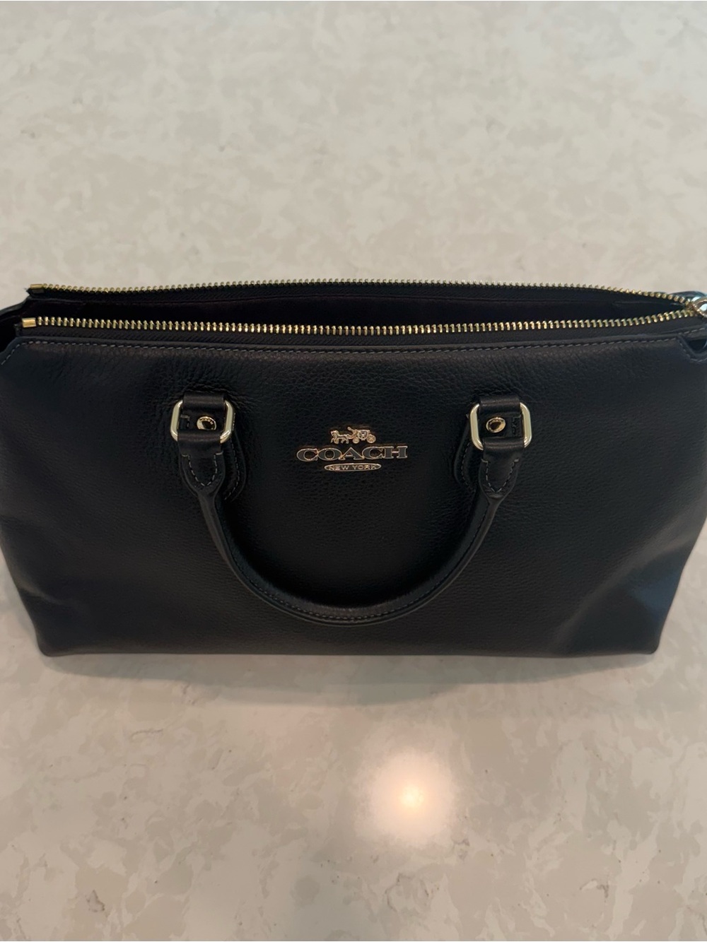 COACH Georgia Black Leather Satchel Handbag